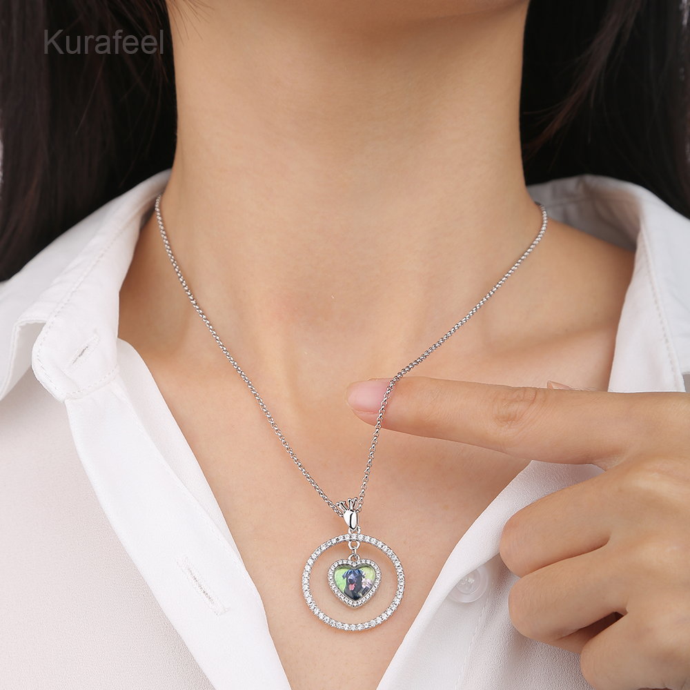 925 Silver Women Anniversary Necklace Pendant Gorgeous Cubic Zircon Jewelry